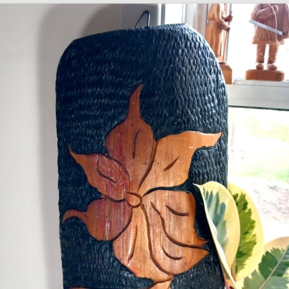 Tiki Head Large Vintage Bearded Polynesian or African Carving Teak Wood 27 inch - Picture 7 of 9